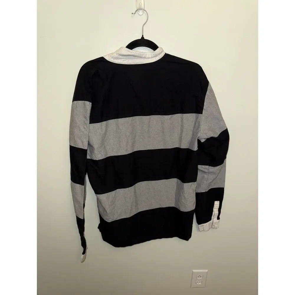Adidas Shirt Mens L Striped Cotton Long Sleeve David Beckham Rugby Polo